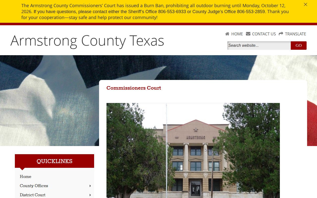 Armstrong County Commissioners Court archive with Carson Jail Contract records